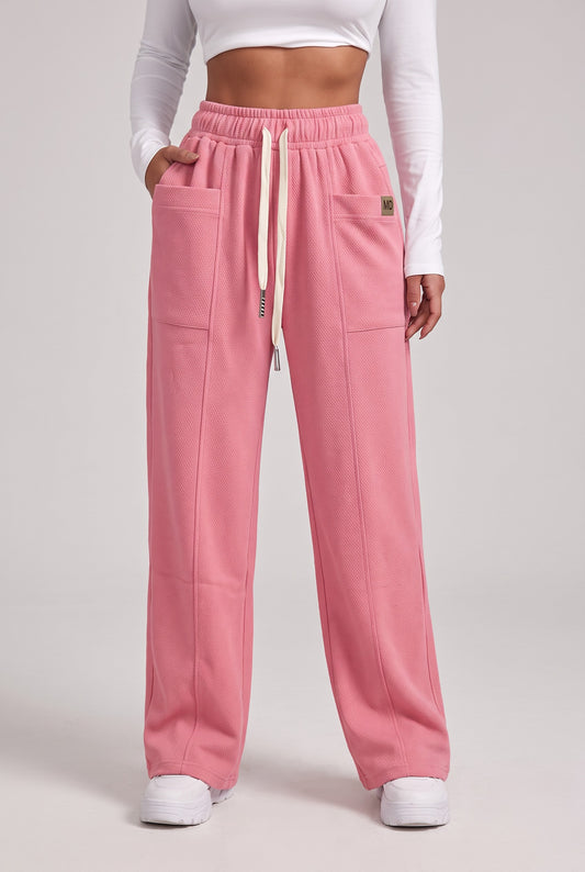 D-Code women's wide leg jeggings in peach with drawstring waist and patch pockets
