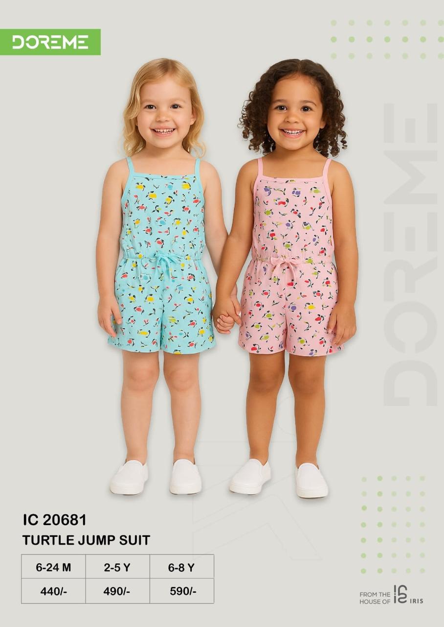 Doreme Girls Turtle Print Sleeveless Jumpsuit Romper