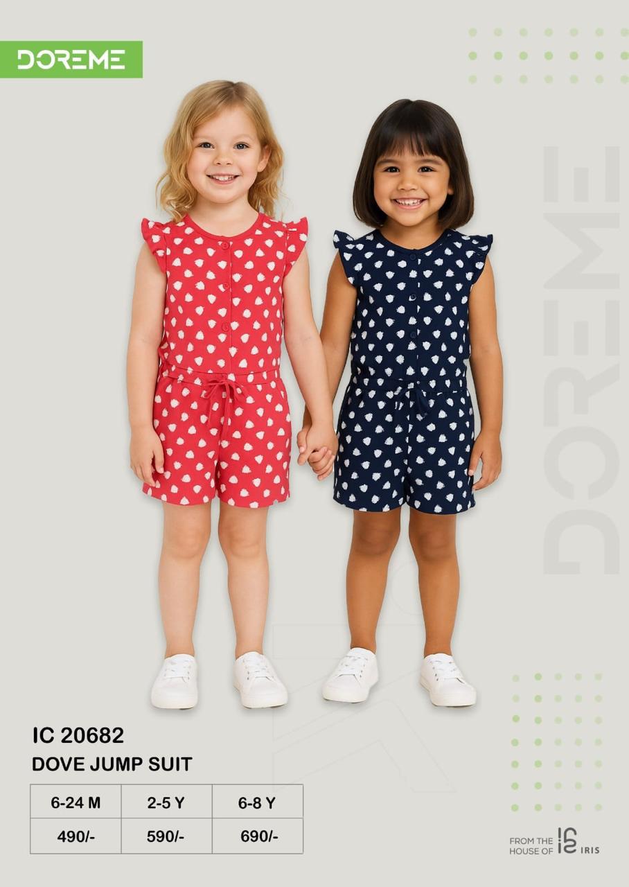 Doreme Girls Dove Polka Dot Flutter Jumpsuit