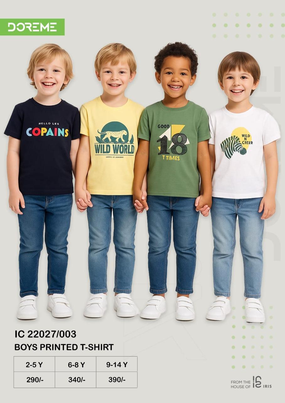 Doreme design 22027003 boys printed T-shirt brand catalogue sheet