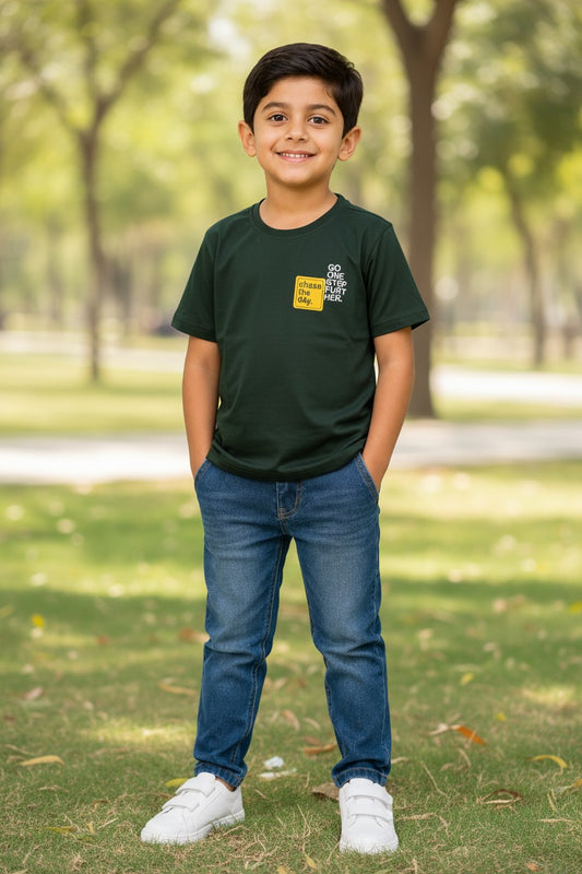Doreme boys Supima cotton printed T-shirt in green