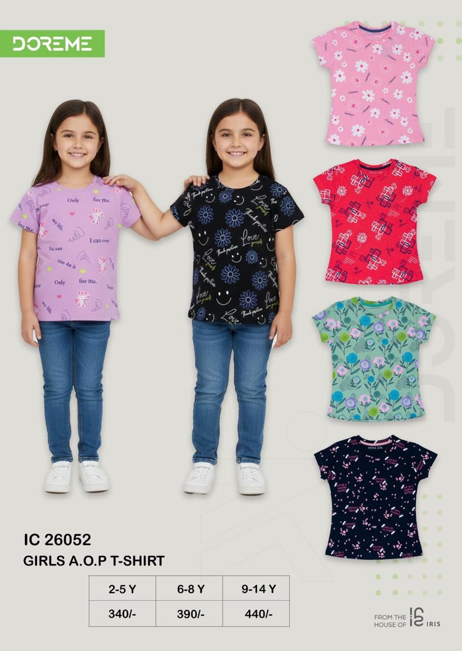 Doreme Girls All Over Print T-Shirt 26052 size and colour reference