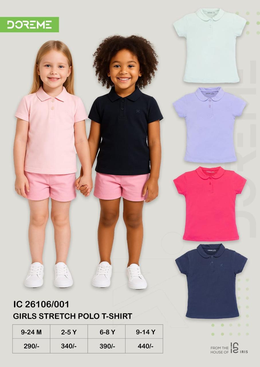 Doreme Girls Stretch Polo T-Shirt 26106001 size and colour reference