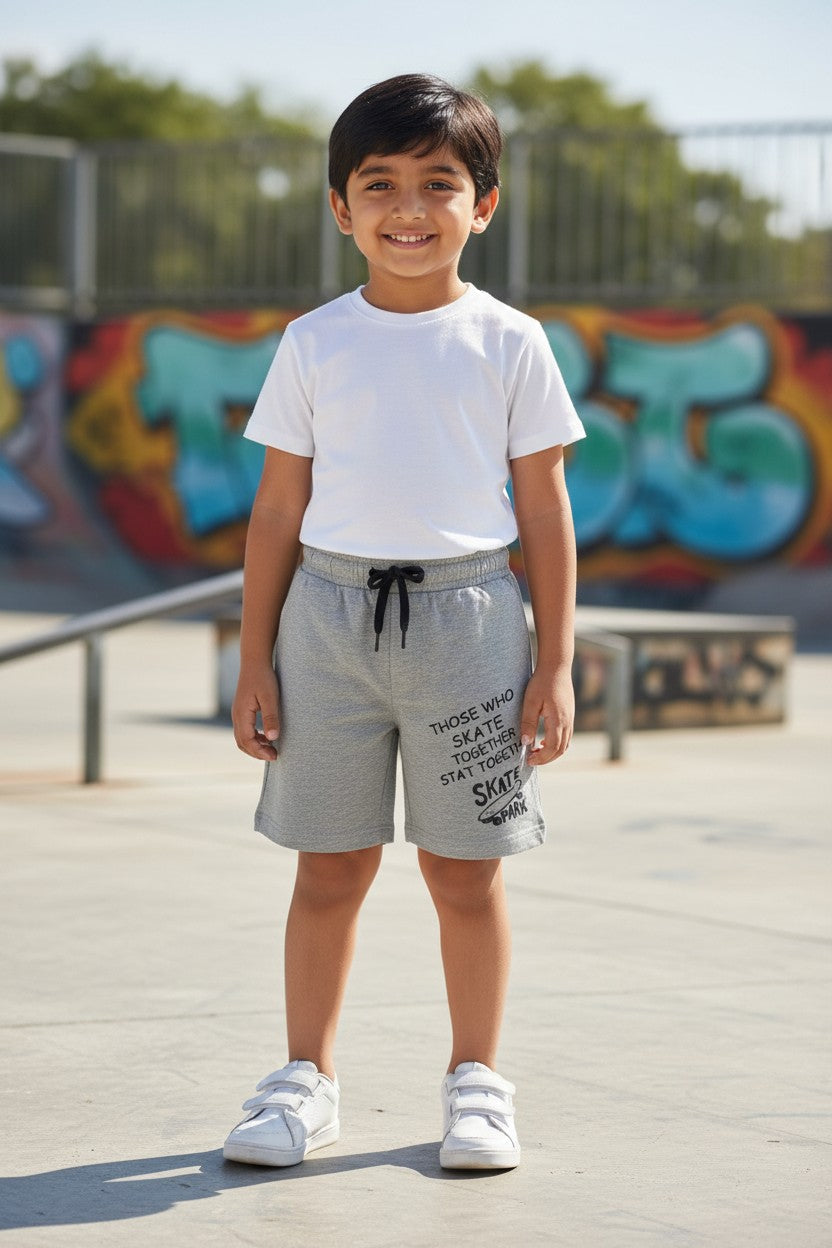 Lemon & Sugar boys skate print shorts in Grey