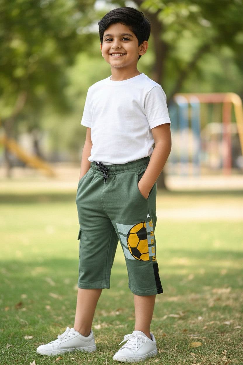 Lemon & Sugar boys football print capri in D.Ash