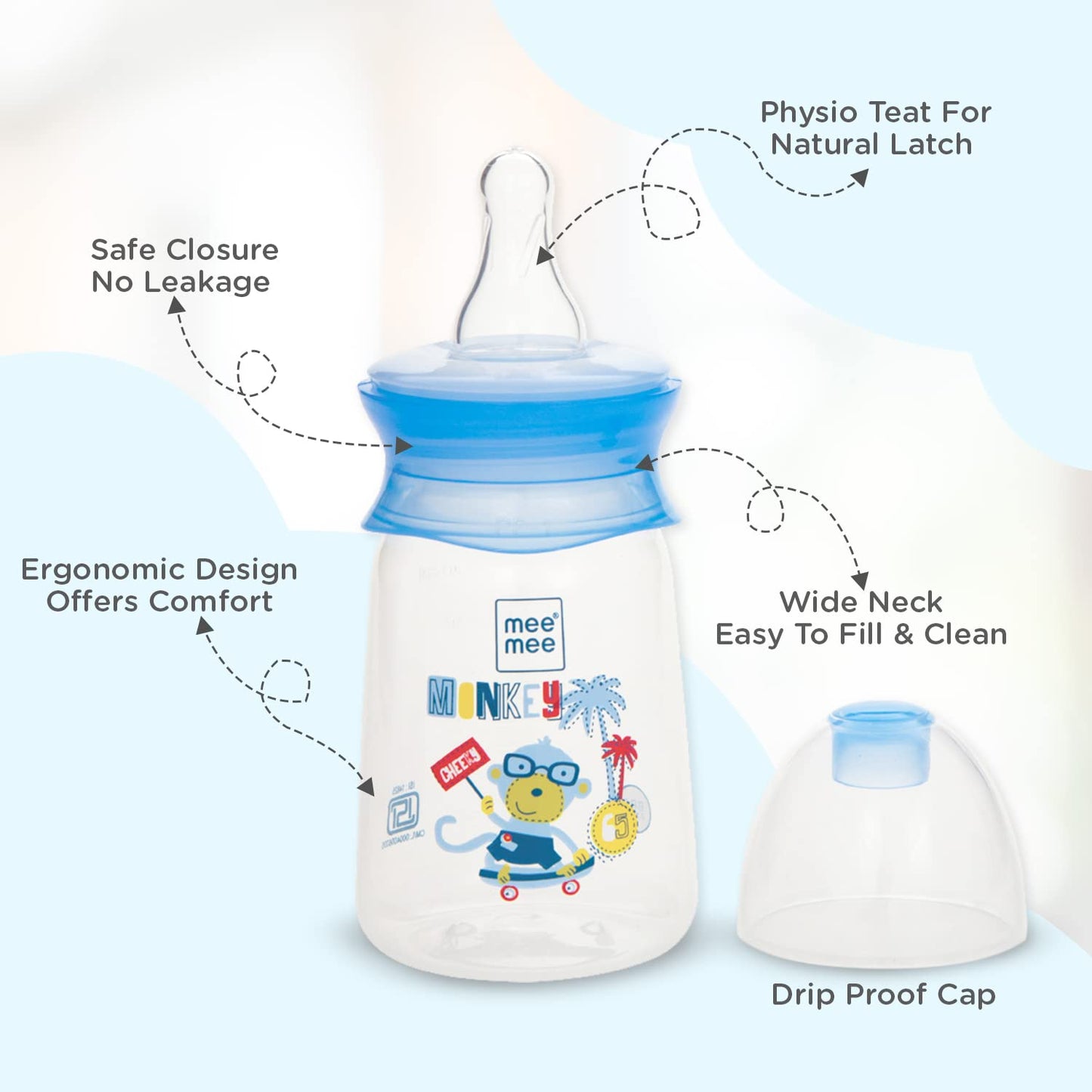Mee Mee Easy Flo bottle parts including soft silicone teat and anti-colic vent