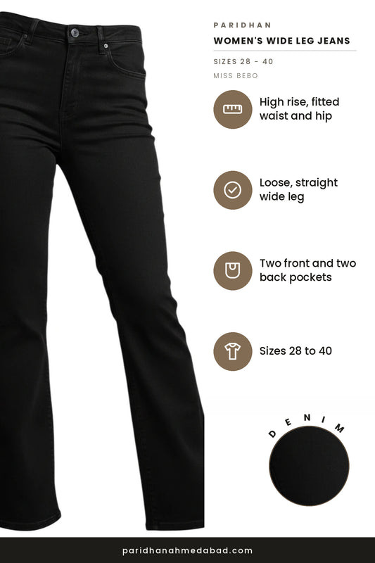 Miss Bebo wide leg jeans features
