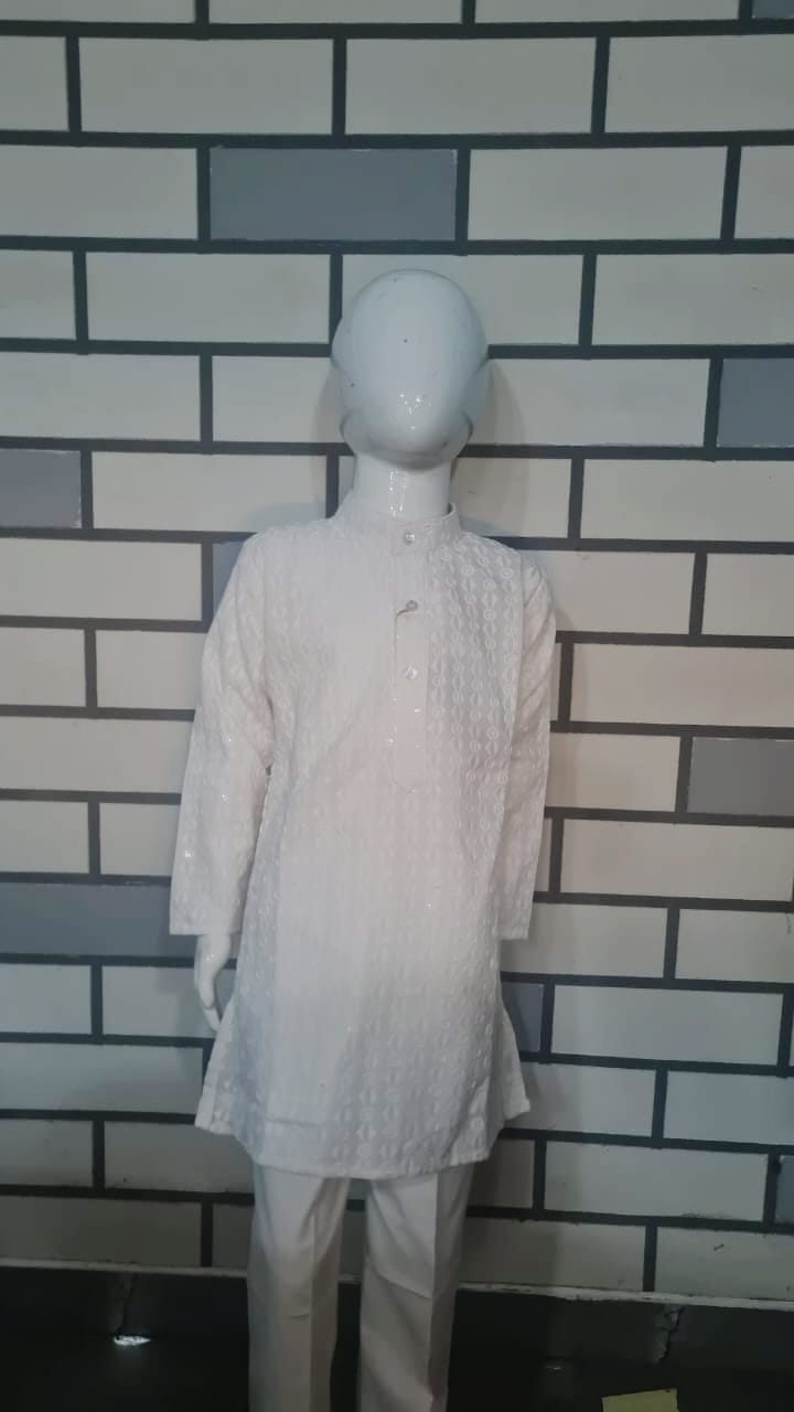 Shwet Vastram CHIKAN Designer White Embroidered Kurta Set