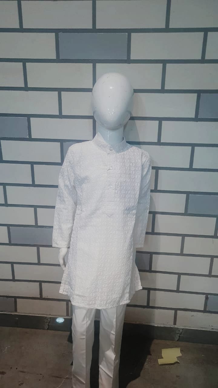 Shwet Vastram CHIKAN Designer White Embroidered Kurta Set