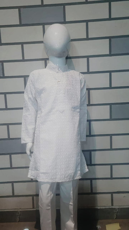 Shwet Vastram CHIKAN Designer White Embroidered Kurta Set