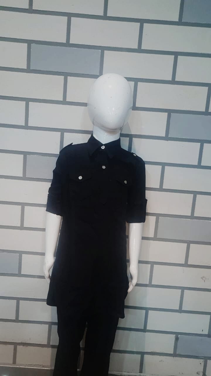 Shwet Vastram Stylish Black Kurta Set with Utility Pockets
