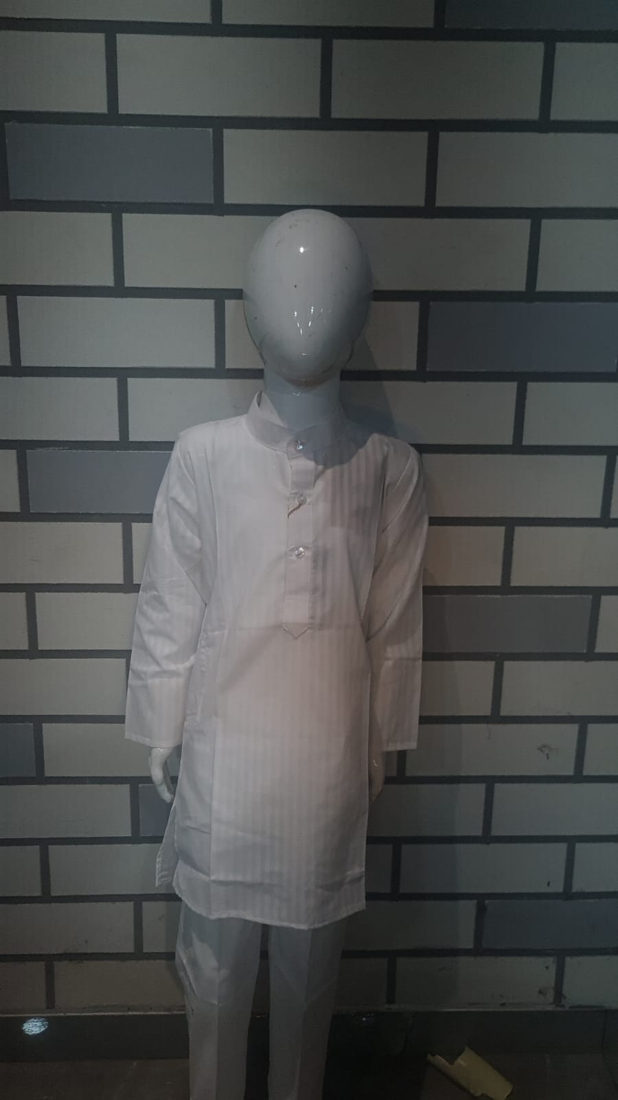 KURTA SET SELF STRIPS WHITE