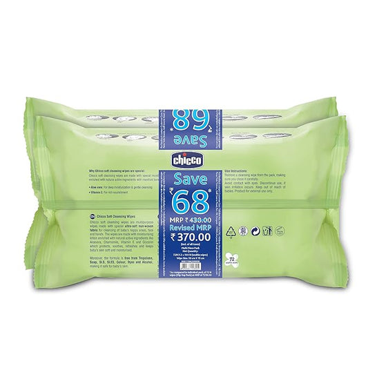 Chicco Baby Moments Soft Cleansing Wipes – Pack of 2
