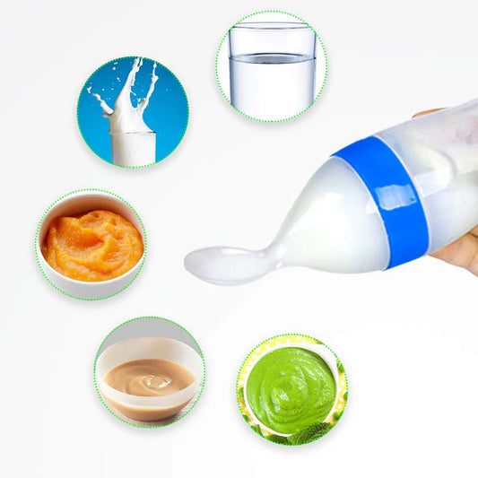 LuvLap 90ml Infant Silicone Squeezy Feeder Bottle with Spoon – BPA-Free