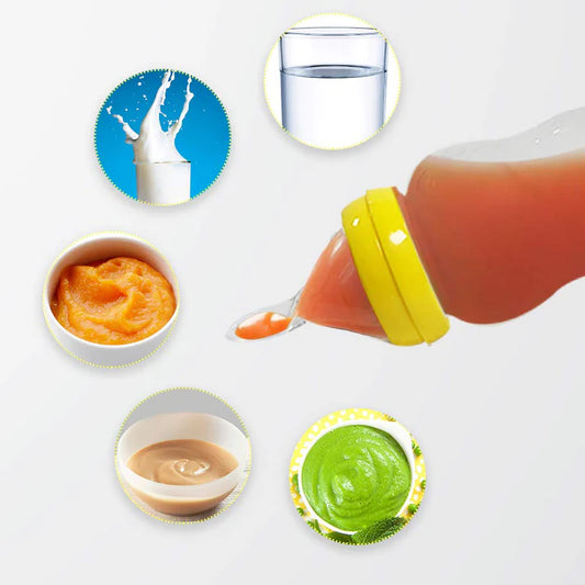 LuvLap 180ml Infant Silicone Squeezy Feeder Bottle with Spoon – BPA-Free
