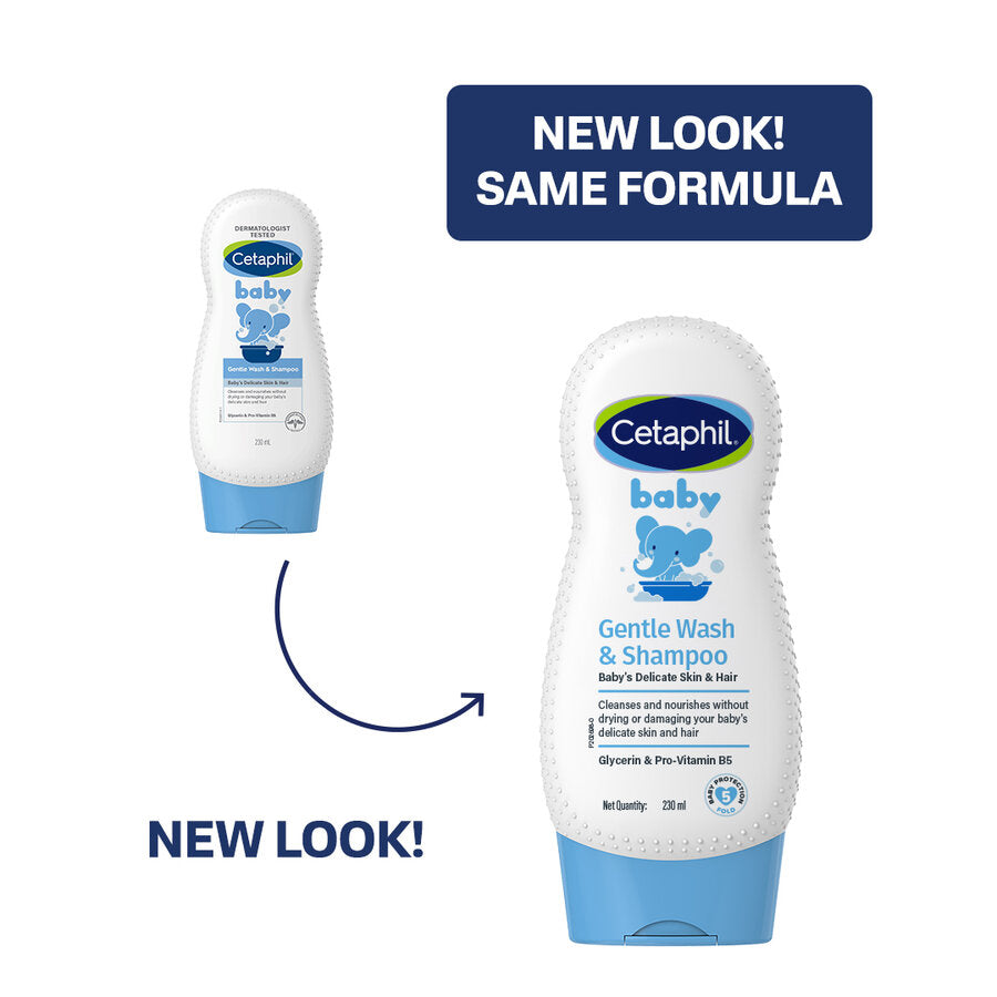 Cetaphil Baby gentle wash and shampoo new look packaging, same formula
