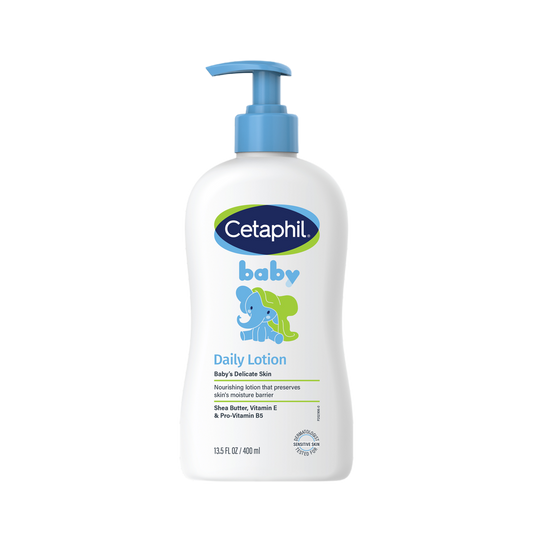 Cetaphil Baby daily lotion with shea butter, pump bottle front view