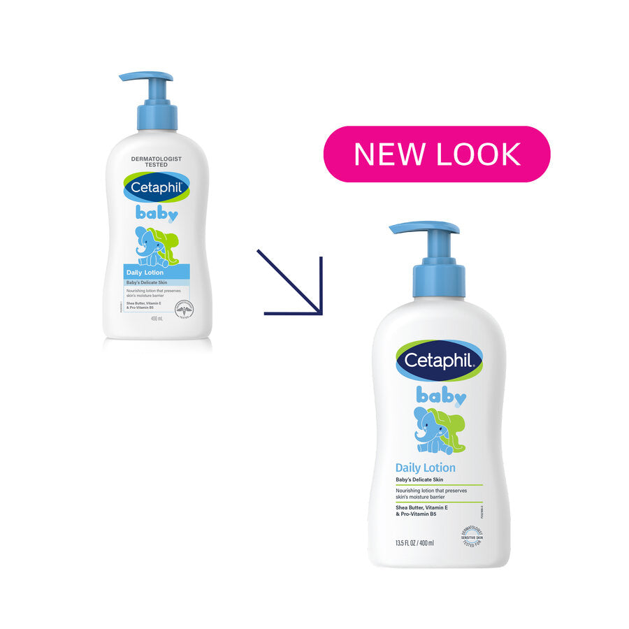 Cetaphil Baby daily lotion with shea butter, new look packaging