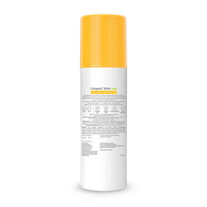 Back of the Cetaphil Sun Kids SPF 50 plus lotion bottle with directions