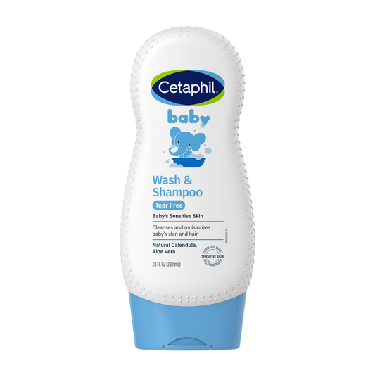 Cetaphil Baby moisturising bath and wash 230 ml bottle, front view
