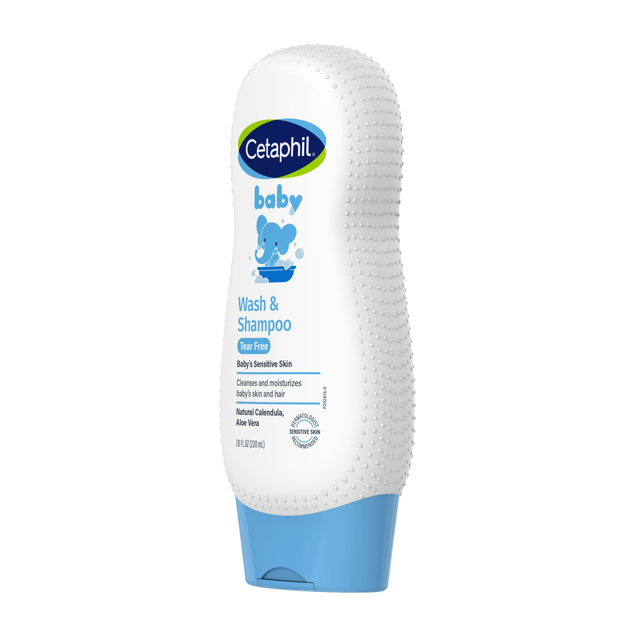 Cetaphil Baby bath and wash bottle angled to the right, front label visible