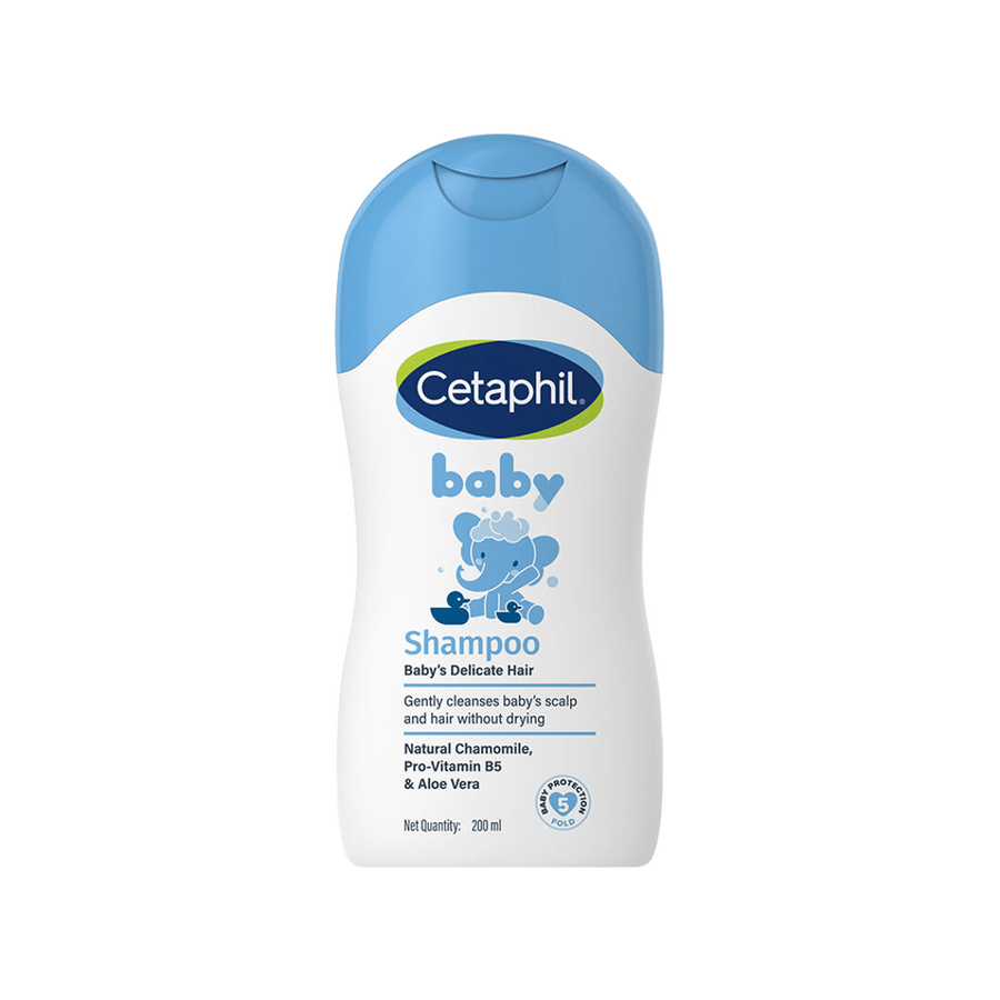 Cetaphil Baby tear-free shampoo 200 ml bottle for sensitive scalp, front view