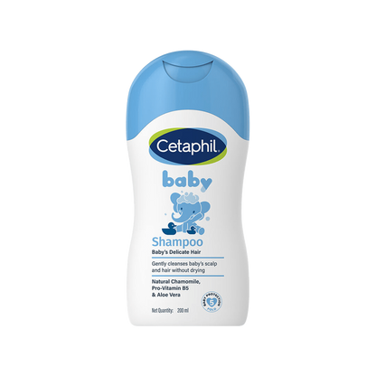 Cetaphil Baby tear-free shampoo 200 ml bottle for sensitive scalp, front view