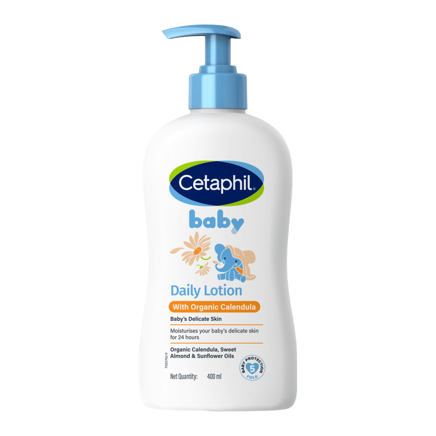Cetaphil Baby daily lotion with organic calendula, 400 ml pump bottle front