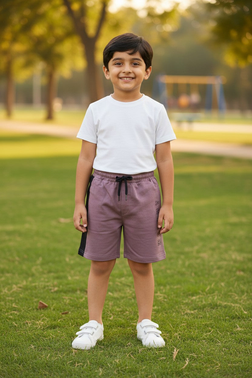 Tomato boys contrast side panel shorts in Onion