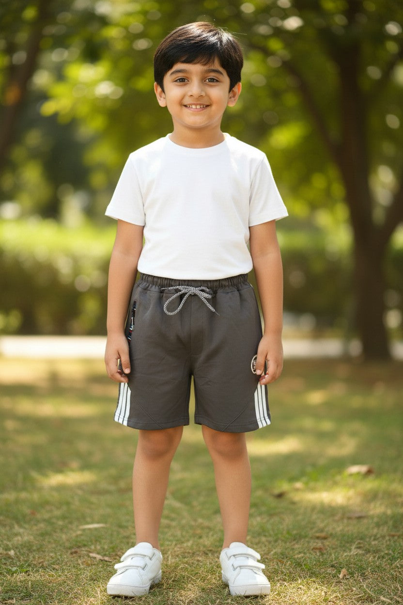 Tomato boys side stripe shorts in LT Coffee