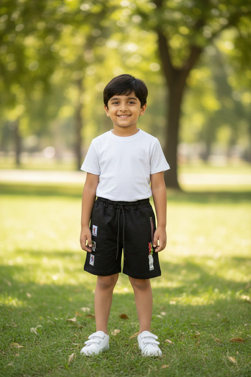 Tomato boys patch print shorts in Black