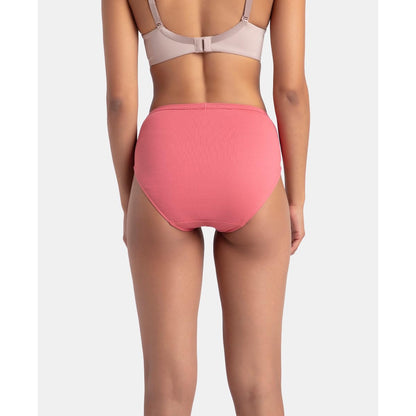 Back view of a Jockey women's coral pink cotton hipster panty