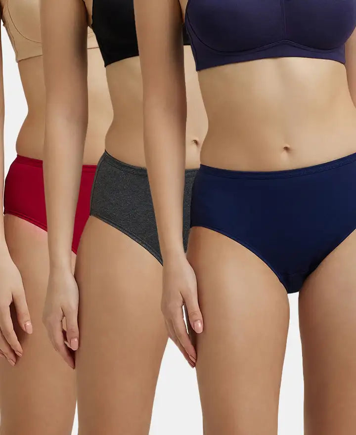 Jockey 1406 hipster panty dark assorted pack of 3 in red, grey and navy