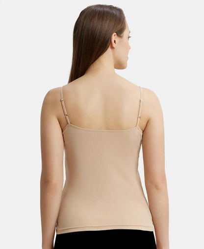 Back view of a Jockey women's skin coloured cotton rib camisole