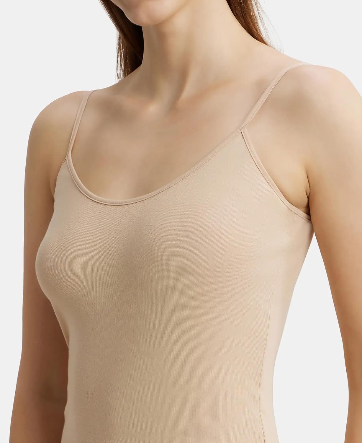 Close-up of the adjustable straps on a Jockey women's cotton rib camisole