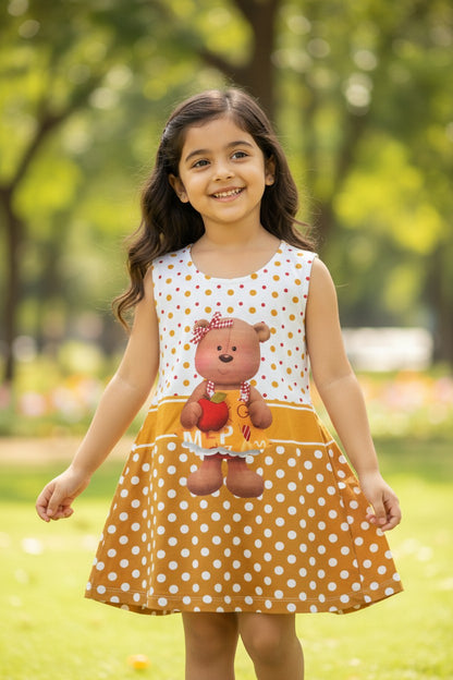 Doreme Infant Girls A-Line Printed Sleeveless Dress Bear - 20504