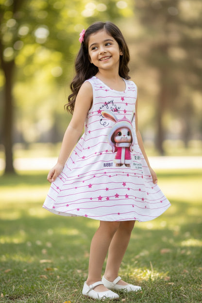 Doreme Infant Girls A-Line Printed Sleeveless Dress Bunny - 20504