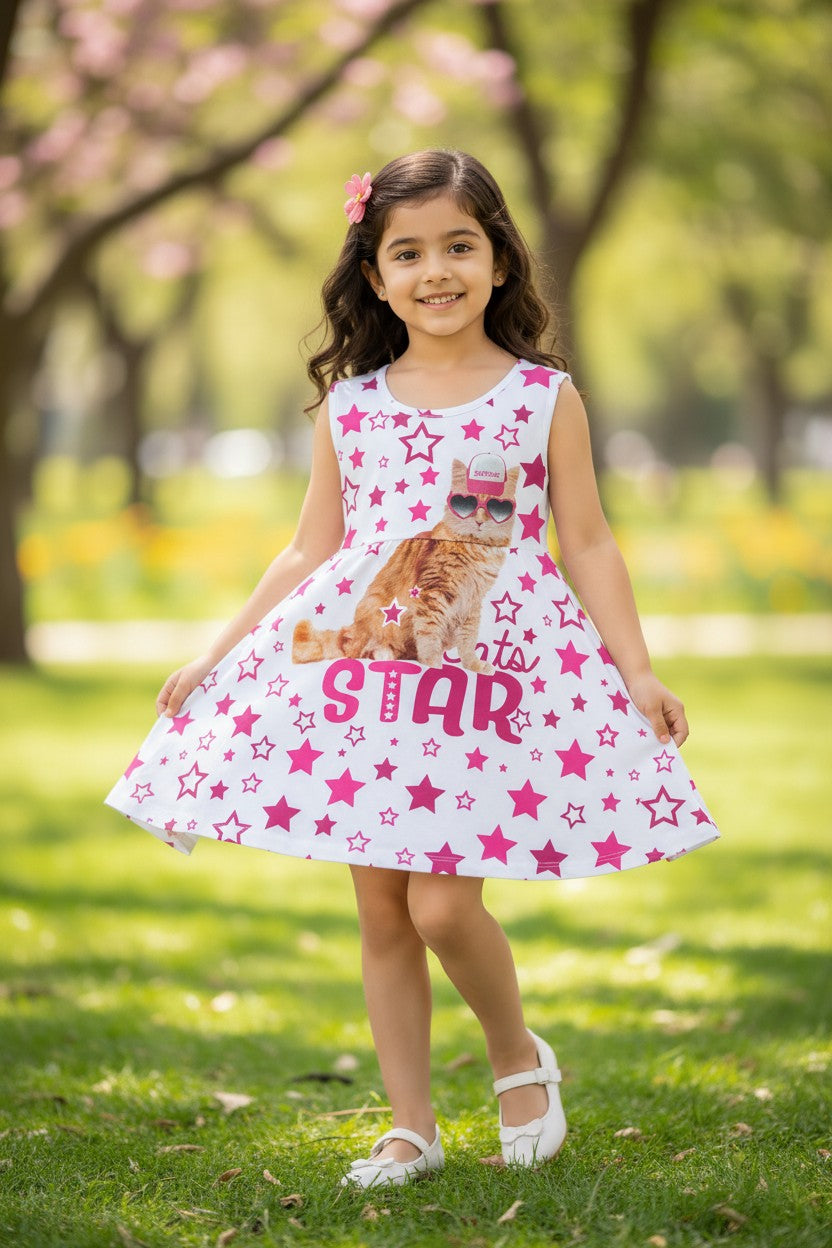 Doreme Infant Girls A-Line Printed Sleeveless Dress Cat - 20504