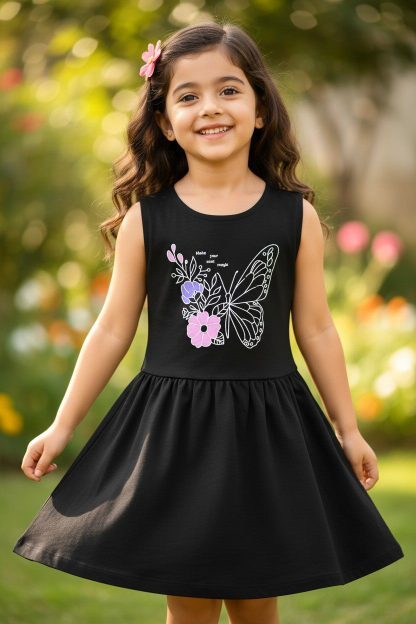 Doreme Infant Girls Solid Sleeveless A-Line Dress Black - 20505