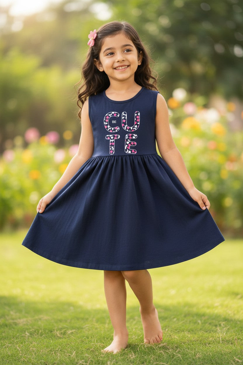 Doreme Infant Girls Solid Sleeveless A-Line Dress Blue - 20505