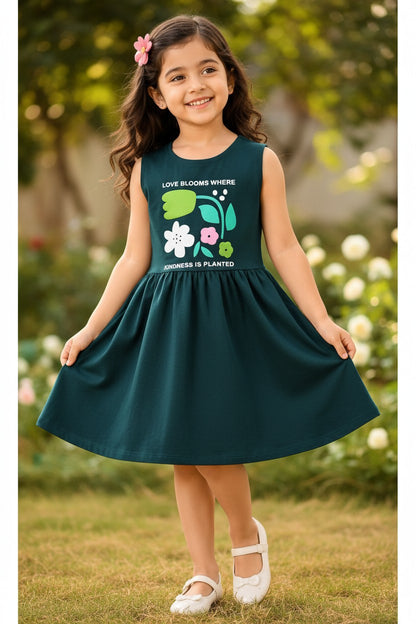 Doreme Infant Girls Solid Sleeveless A-Line Dress Deep Green - 20505