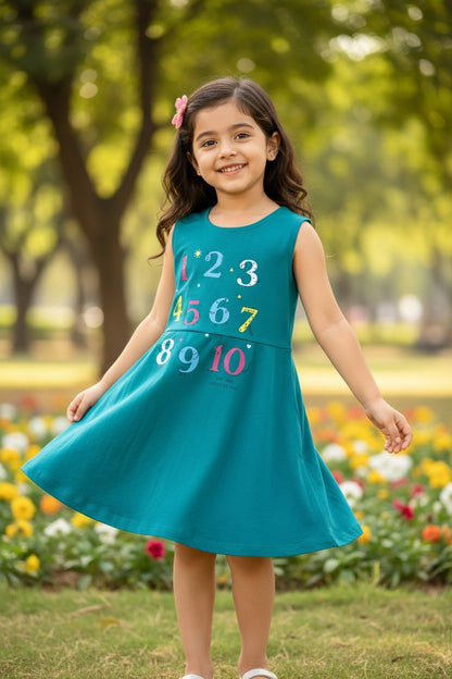 Doreme Infant Girls Solid Sleeveless A-Line Dress Green - 20505