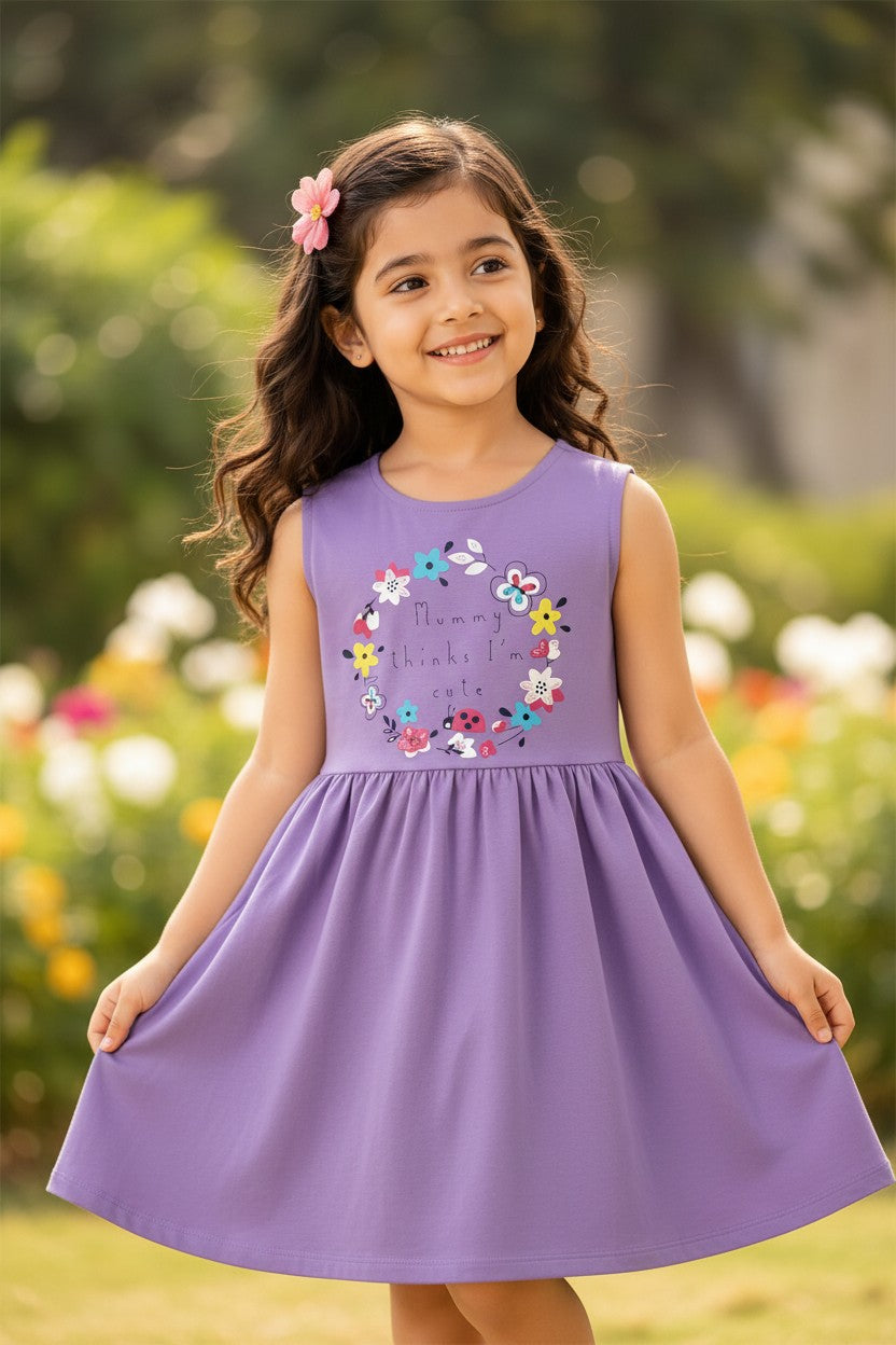 Doreme Infant Girls Solid Sleeveless A-Line Dress Lilac - 20505