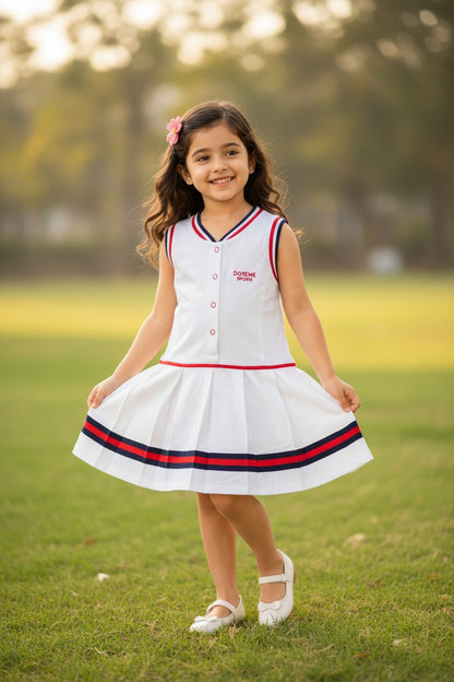 Doreme Infant Girls Sports Pleated Collar Dress Navy - 20510