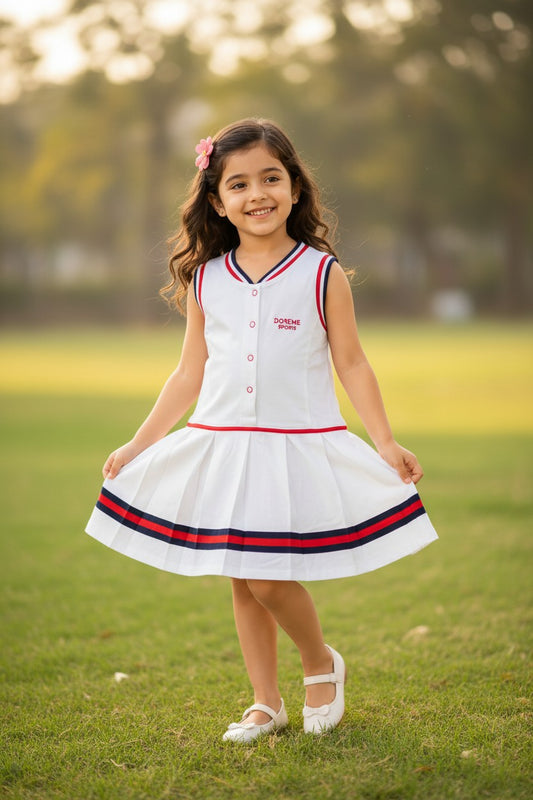 Doreme Infant Girls Sports Pleated Collar Dress Navy - 20510