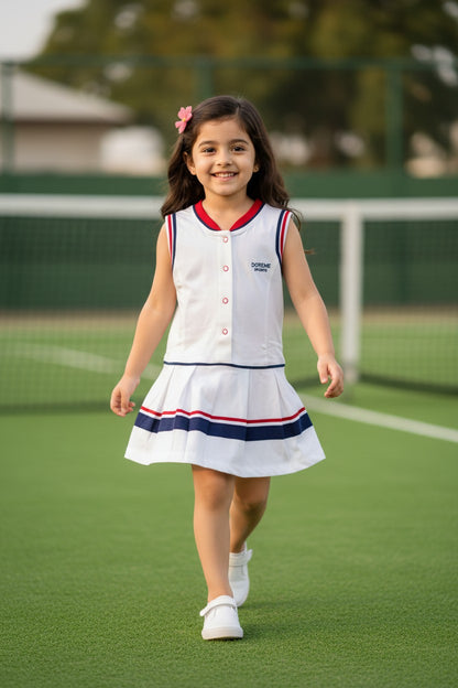Doreme Infant Girls Sports Pleated Collar Dress Red - 20510