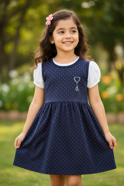 Doreme Infant Girls Love Star Print Dress Navy - 20527