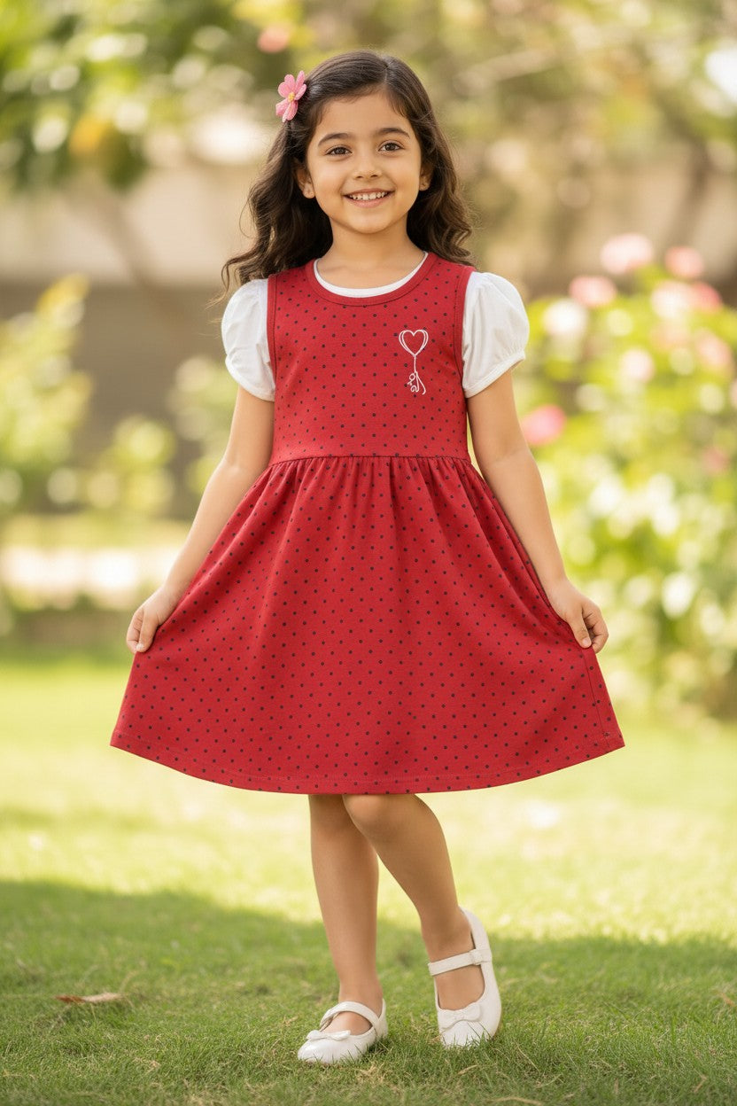 Doreme Infant Girls Love Star Print Dress Raspberry - 20527