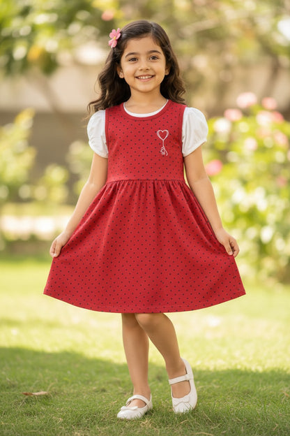 Doreme Infant Girls Love Star Print Dress Raspberry - 20527