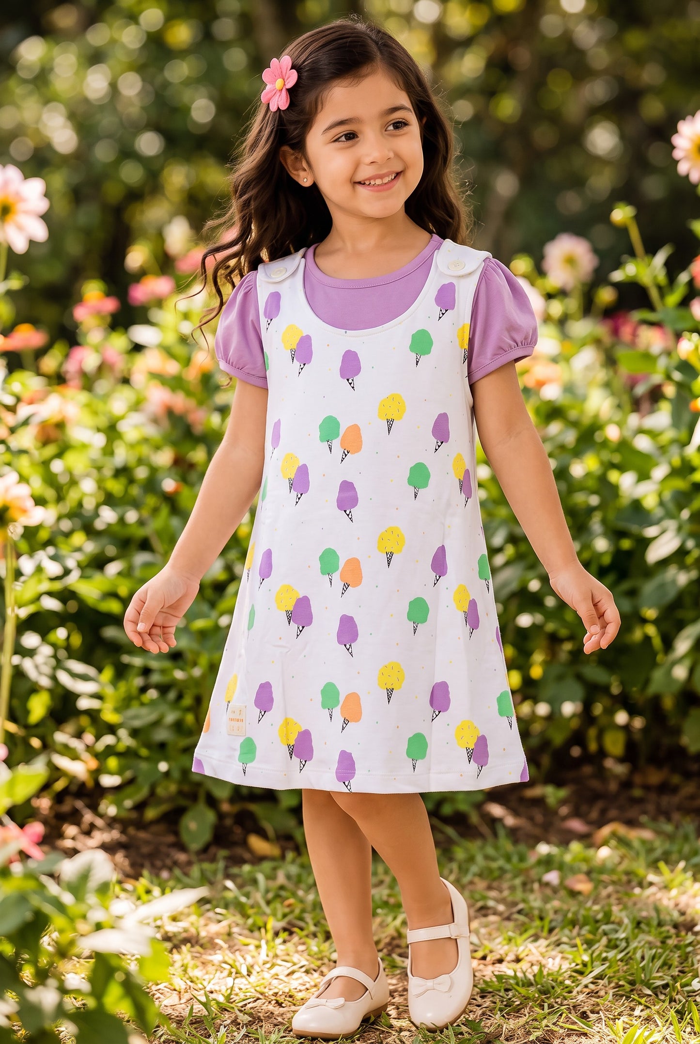 Doreme Infant Girls Ice Cream Print Dress Mouve - 20621